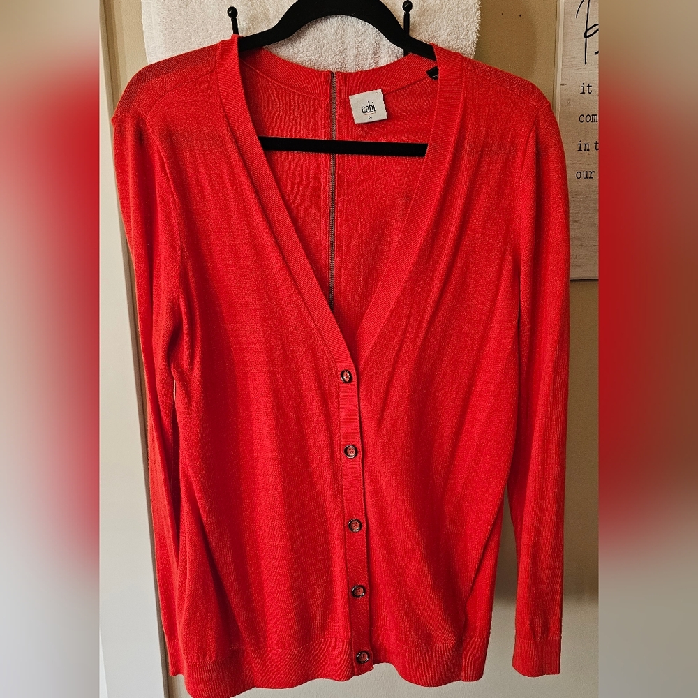 Cabi Women's Red Cardigan Sweater
